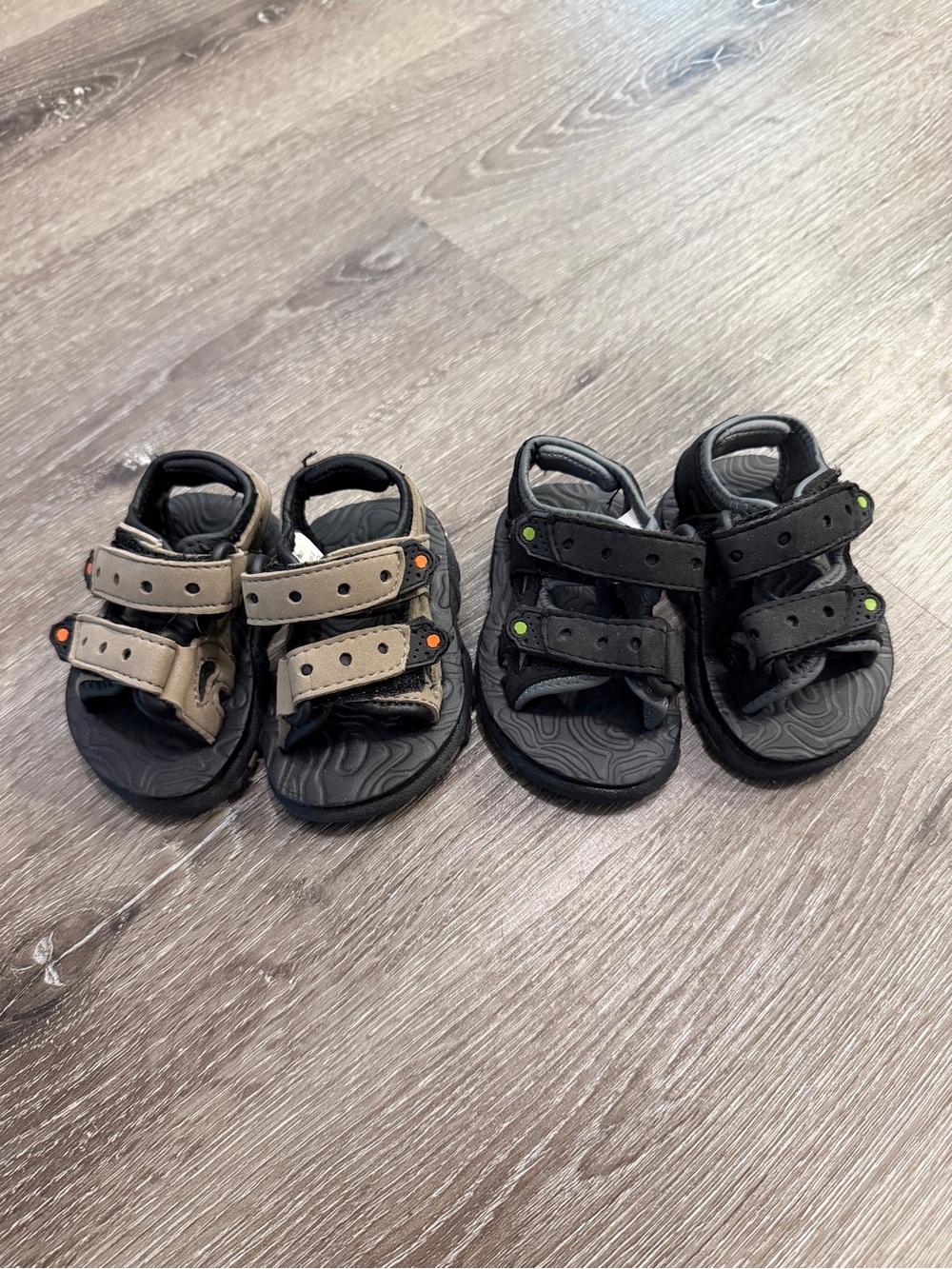 Vintage Kids/baby Adjustable Sandals - Black & Tan - Everyday Play Shoes size 2